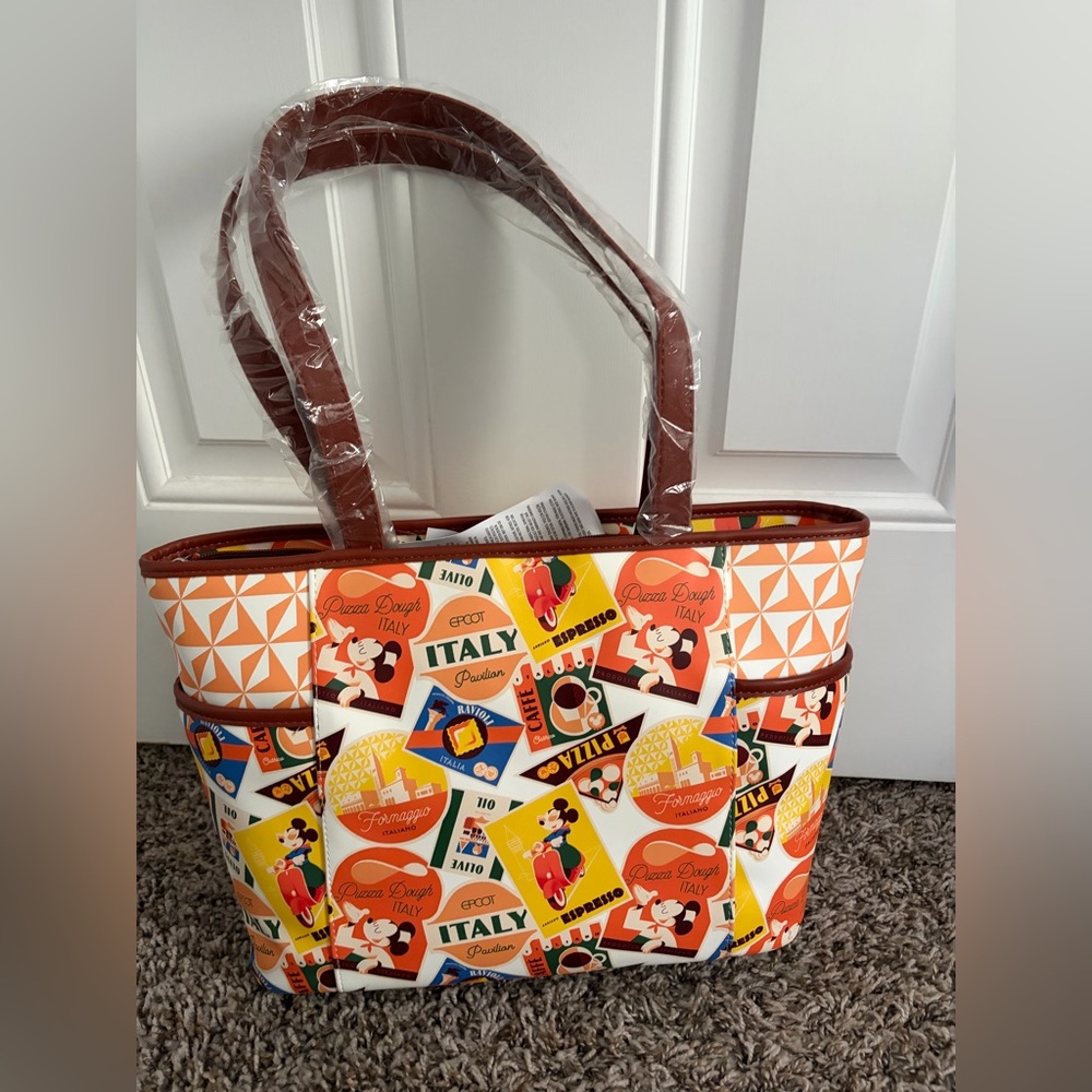 Disney Epcot Italy Graphic Orange Multi-Color Tote